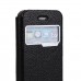 iPhone 4 4s - Genuine Leather Smart Window View Front Flip Stand Protective Phone Cover Case - Black